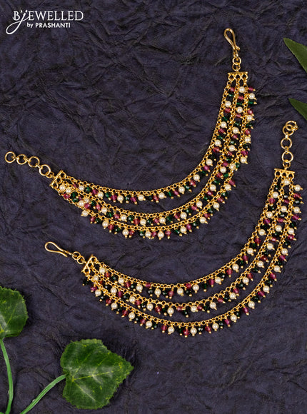 Antique maatal with multilayer multicolor pearl hangings