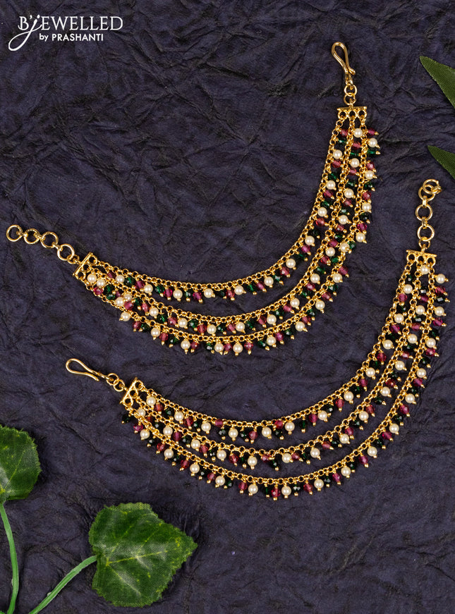 Antique maatal with multilayer multicolor pearl hangings