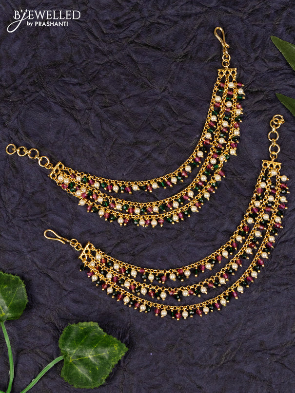 Antique maatal with multilayer multicolor pearl hangings