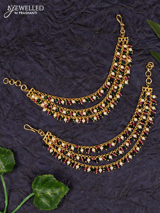 Antique maatal with multilayer multicolor pearl hangings