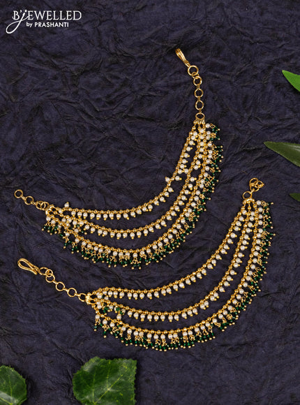 Antique maatal with multilayer green color pearl hangings
