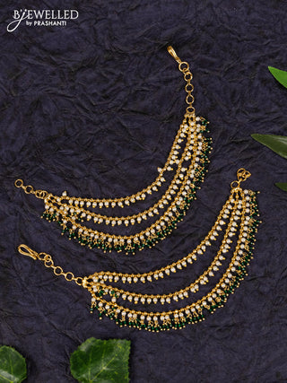 Antique maatal with multilayer green color pearl hangings