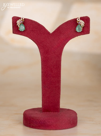 Beaded teal necklace with parrot design in victorian finish