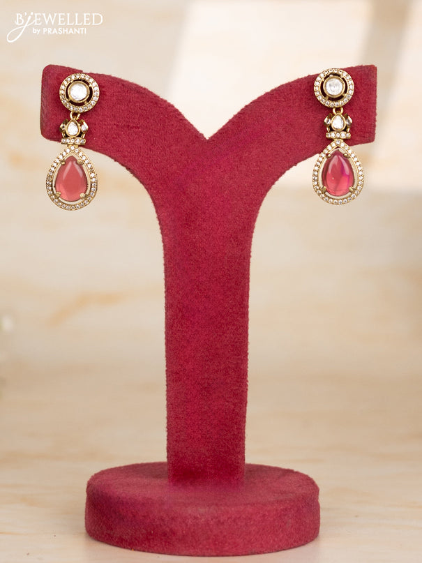 Beaded maroon necklace with double peacock design in victorian finish