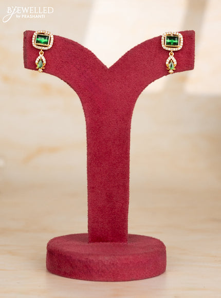 Beaded green necklace with rectangle design pendant in victorian finish