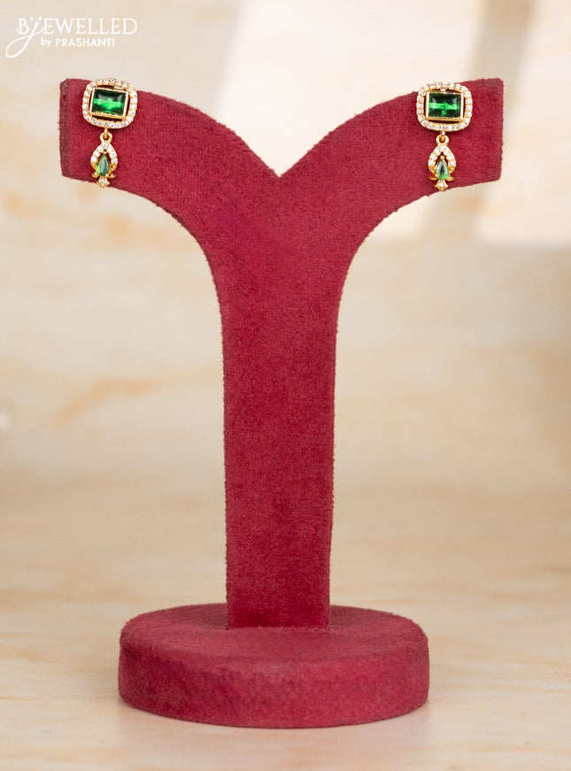 Beaded green necklace with rectangle design pendant in victorian finish