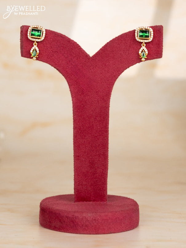 Beaded green necklace with rectangle design pendant in victorian finish