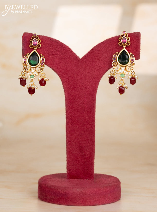 Beaded marron necklace with 3D peacock design in victorian finish