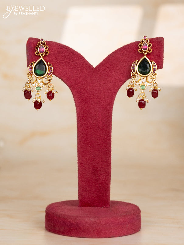 Beaded marron necklace with 3D peacock design in victorian finish