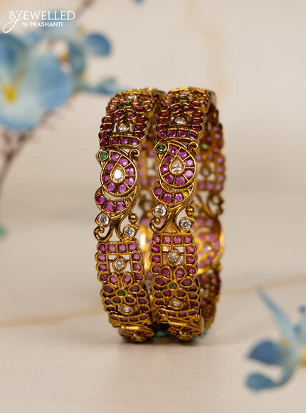 Antique bangles manga pattern with kemp and kundan stones