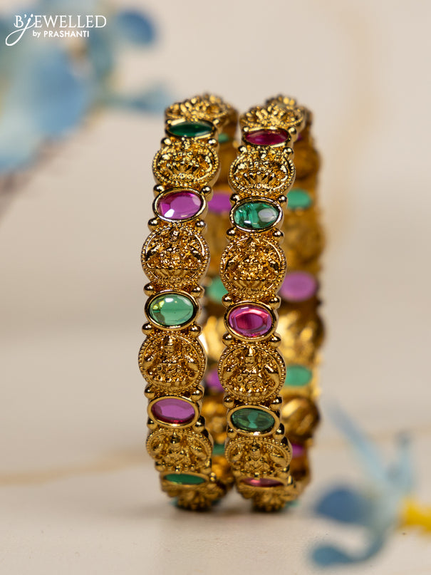 Antique bangles lakshmi design with kemp stones