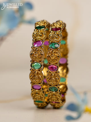 Antique bangles lakshmi design with kemp stones