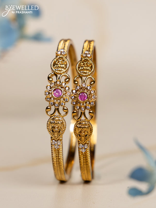 Antique bangles lakshmi design with ruby and cz stones