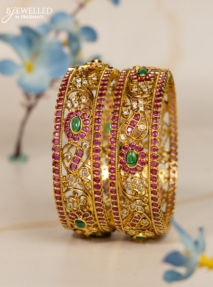 Antique kada bangles with kemp and cz stones