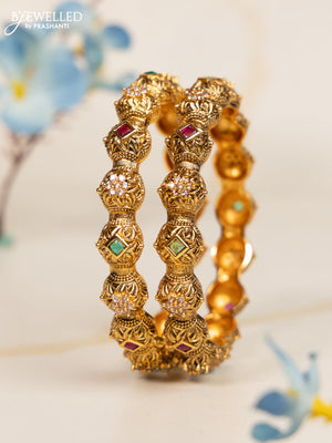 Antique bangles with kemp and cz stones