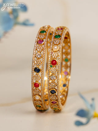 Antique bangles with multicolour and cz stones
