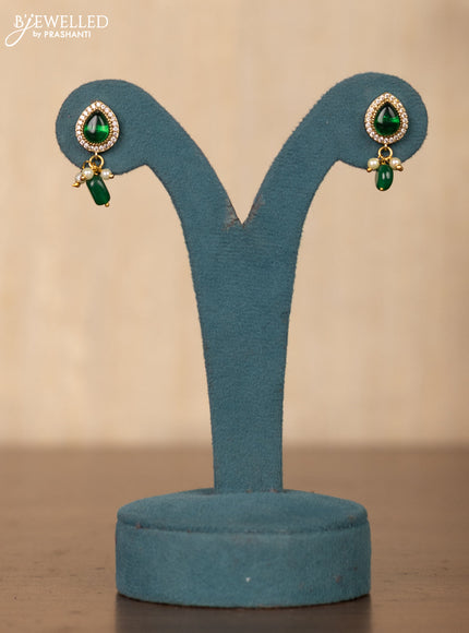 Invisible chain double peacock design in victorian finsh and green beads hanging