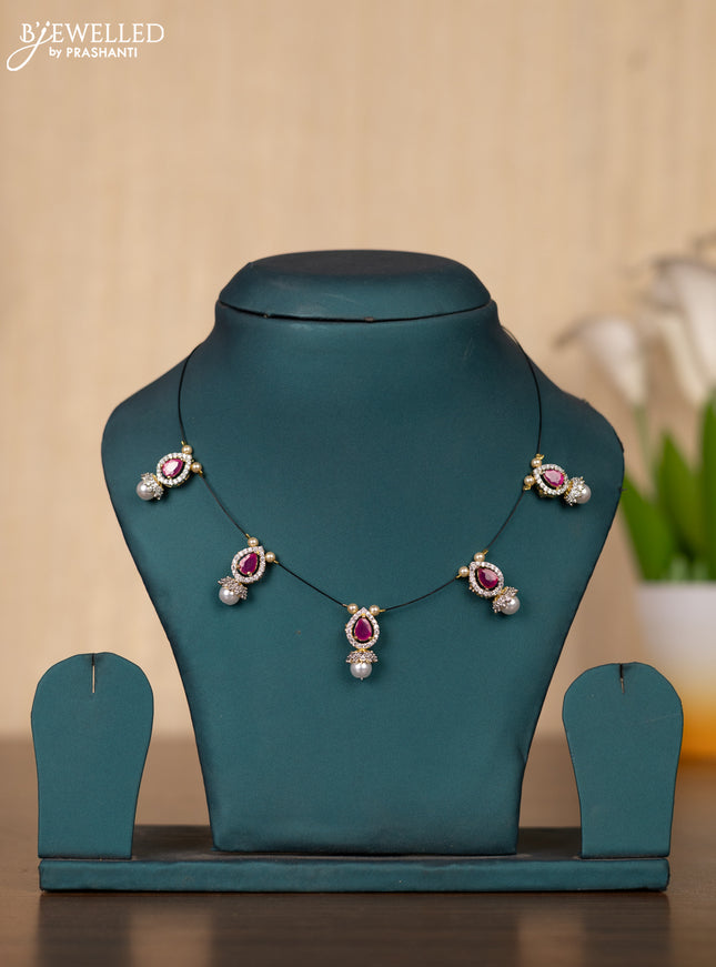 Invisible chain in pink and cz stones