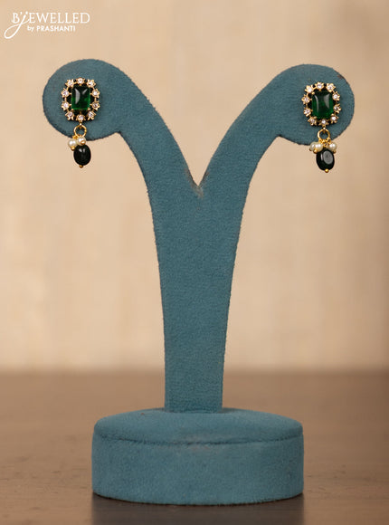 Invisible chain peacock design in multicolor and green stones and green beads hanging