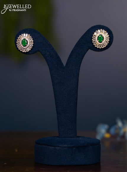 Zircon earring with emerald and cz stones in gold finish