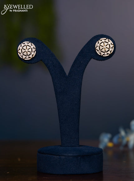 Zircon earring geometric design with cz stones in gold finish