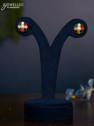 Zircon earring with multicolour stones in gold finish
