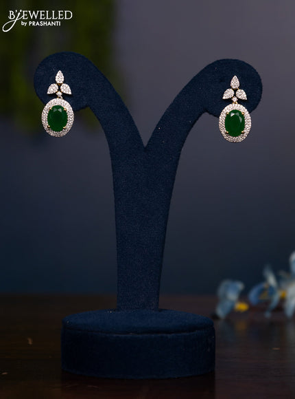 Zircon earring with emerald and cz stones in gold finish