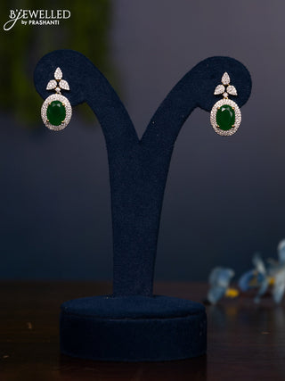 Zircon earring with emerald and cz stones in gold finish