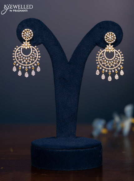 Zircon earring with cz stones and hangings in gold finish