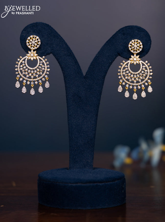 Zircon earring with cz stones and hangings in gold finish