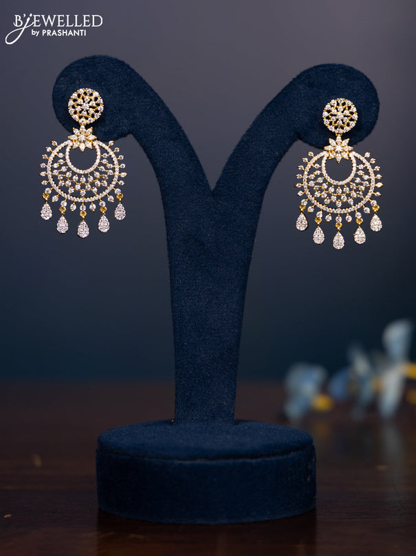 Zircon earring with cz stones and hangings in gold finish