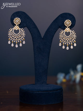 Zircon earring with cz stones and hangings in gold finish