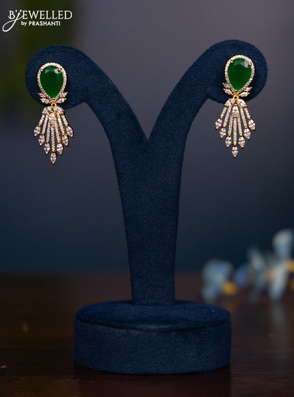 Zircon earring with emerald and cz stones in gold finish