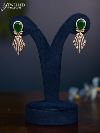 Zircon earring with emerald and cz stones in gold finish