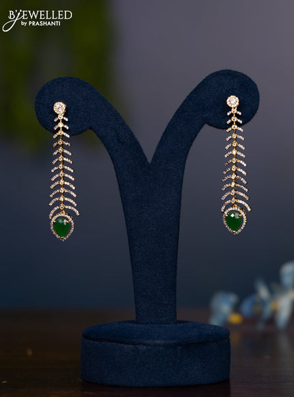 Zircon earring with emerald and cz stones in gold finish