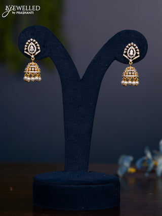 Zircon jhumka with cz stones and pearl hangings