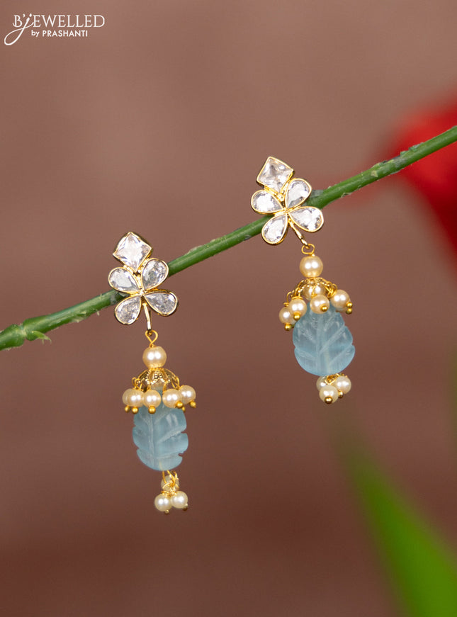 Antique multicolour changeble earrings with kundan stones and pearl hangings