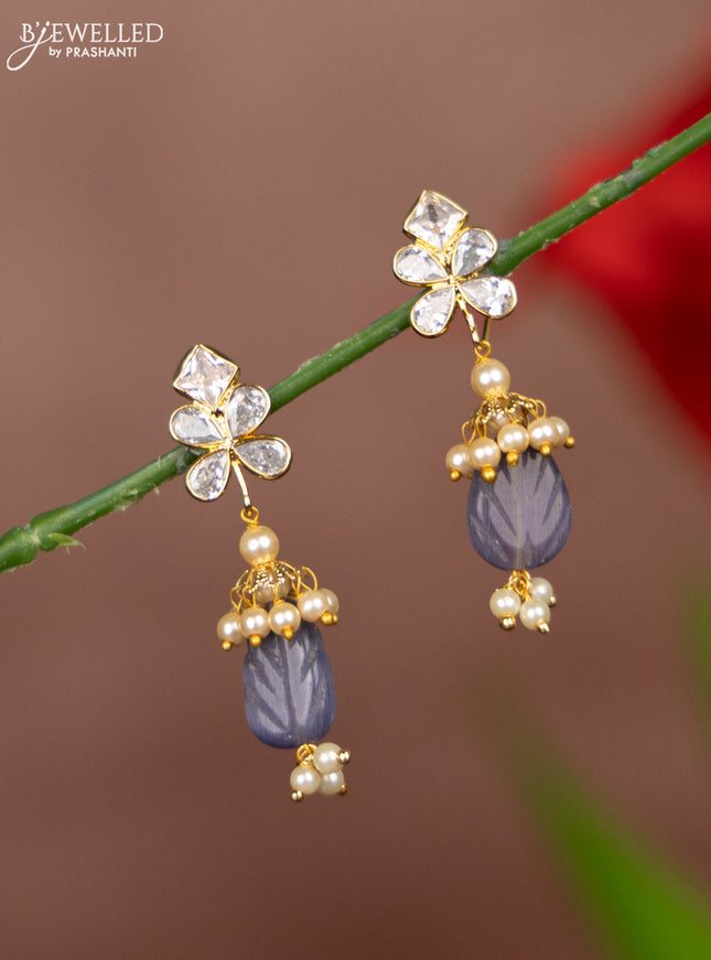 Antique multicolour changeble earrings with kundan stones and pearl hangings