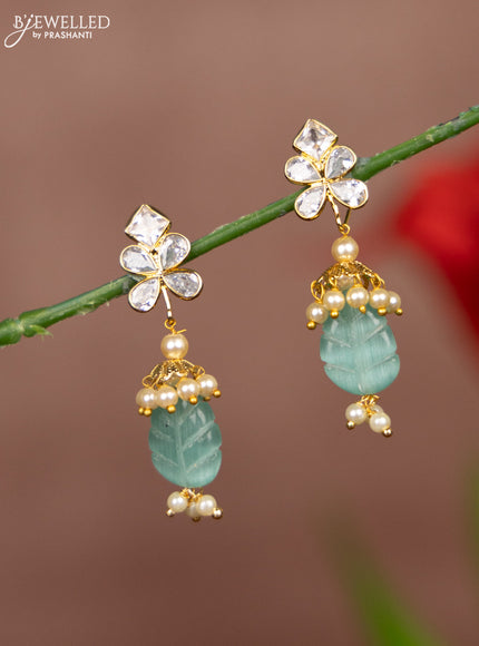 Antique multicolour changeble earrings with kundan stones and pearl hangings