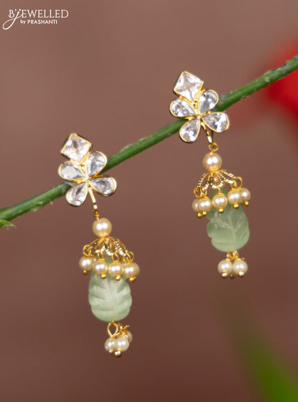 Antique multicolour changeble earrings with kundan stones and pearl hangings