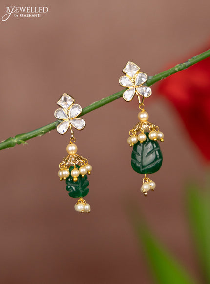 Antique multicolour changeble earrings with kundan stones and pearl hangings
