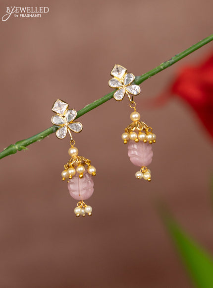 Antique multicolour changeble earrings with kundan stones and pearl hangings