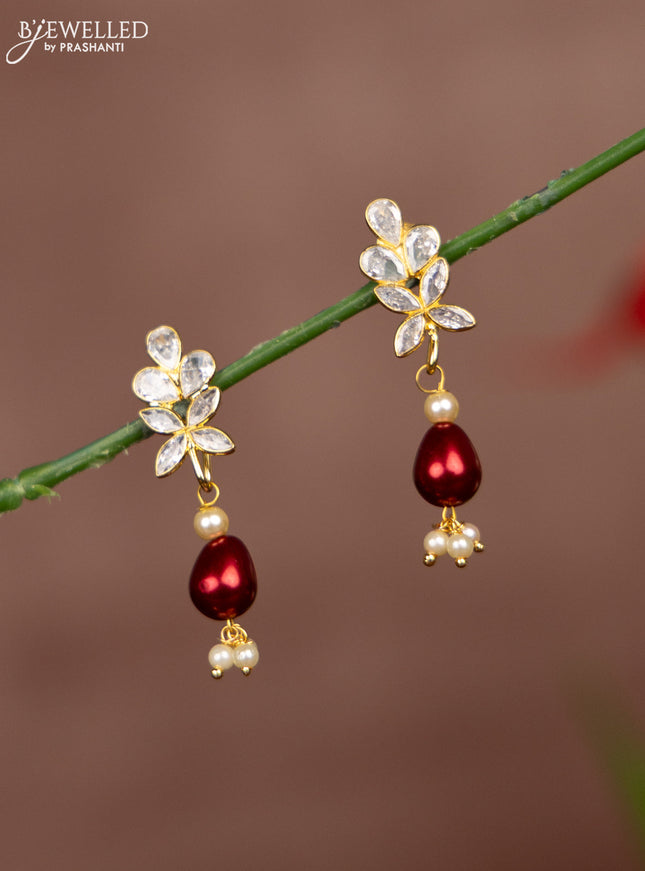 Antique multicolour changeble earrings with kundan stones and pearl hangings