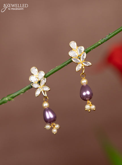 Antique multicolour changeble earrings with kundan stones and pearl hangings