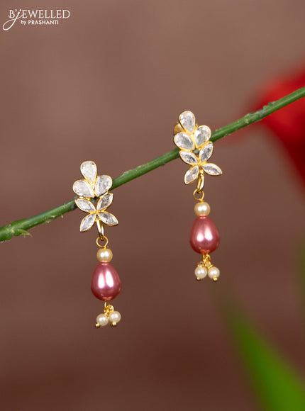 Antique multicolour changeble earrings with kundan stones and pearl hangings