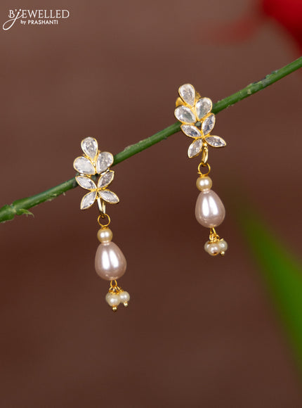 Antique multicolour changeble earrings with kundan stones and pearl hangings