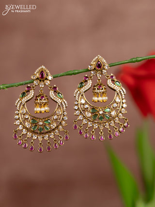 Antique earrings with kemp and cz stones in hangings