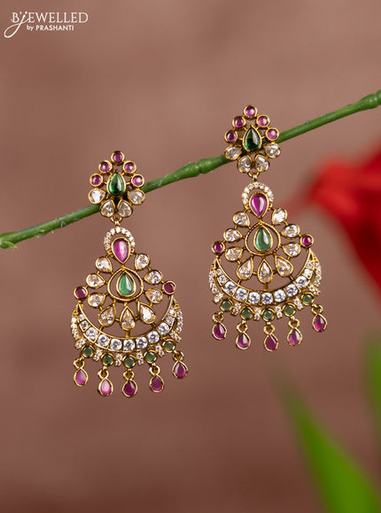 Antique earrings with kemp and cz stones in hangings