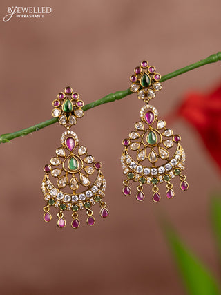 Antique earrings with kemp and cz stones in hangings