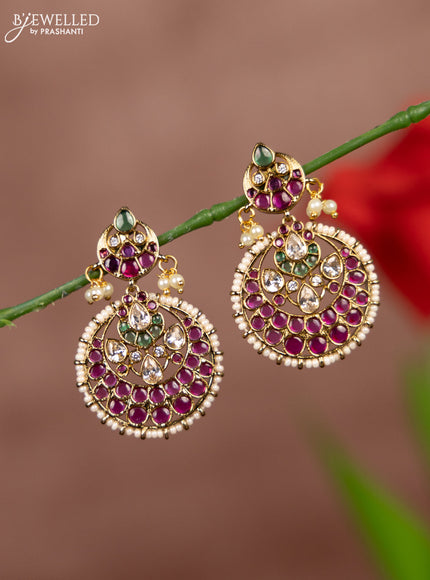 Antique earrings with kemp and kundan stones